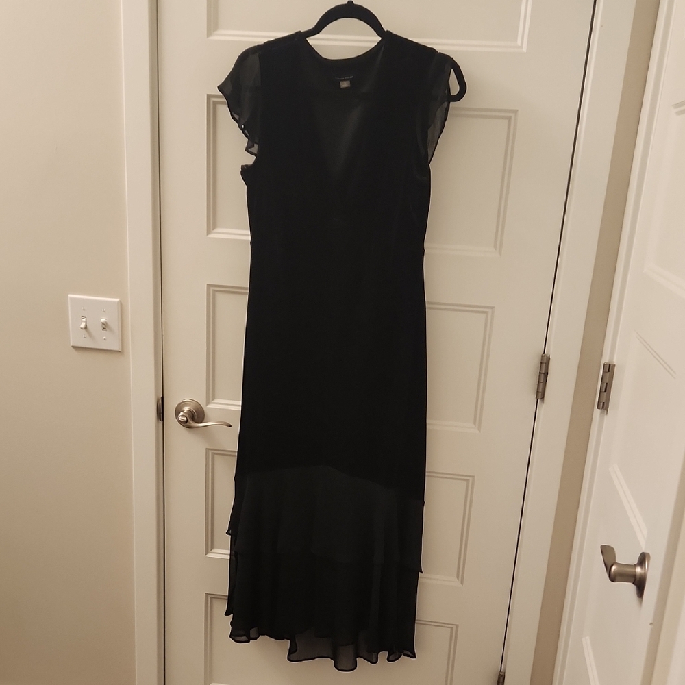 Tommy Hilfiger Black Flutter Sleeve Midi Gown